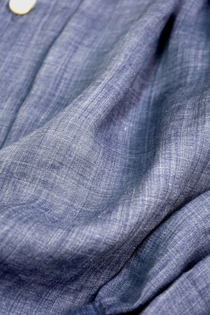 Ramie Chambray Gathered Blouse
