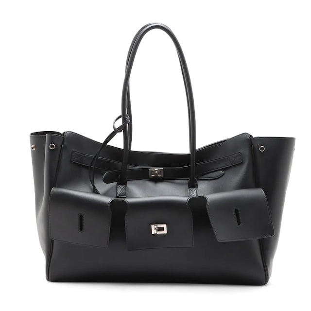 Rare◇BALENCIAGA Large Leather Tote Bag Black 876