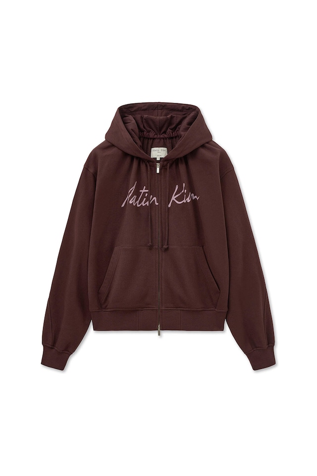 [Matin Kim] DRAWSTRING POINT ZIP UP HOODY IN BURGUNDY 正規品 韓国ブランド 韓国通販 韓国代行 韓国ファッション マーティンキム matinkim 日本 店舗