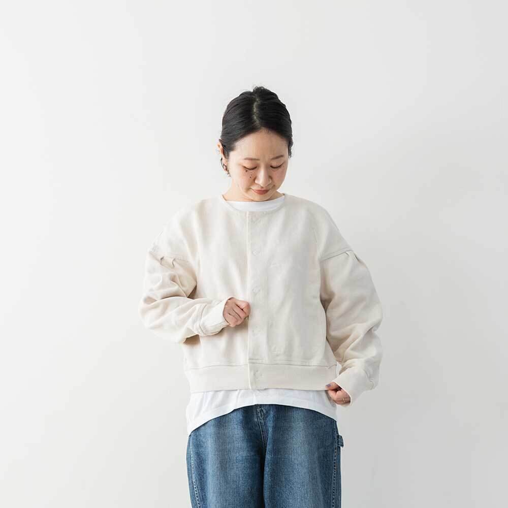 unfil スーパーヘビーコットンピケクロップドカーディガン