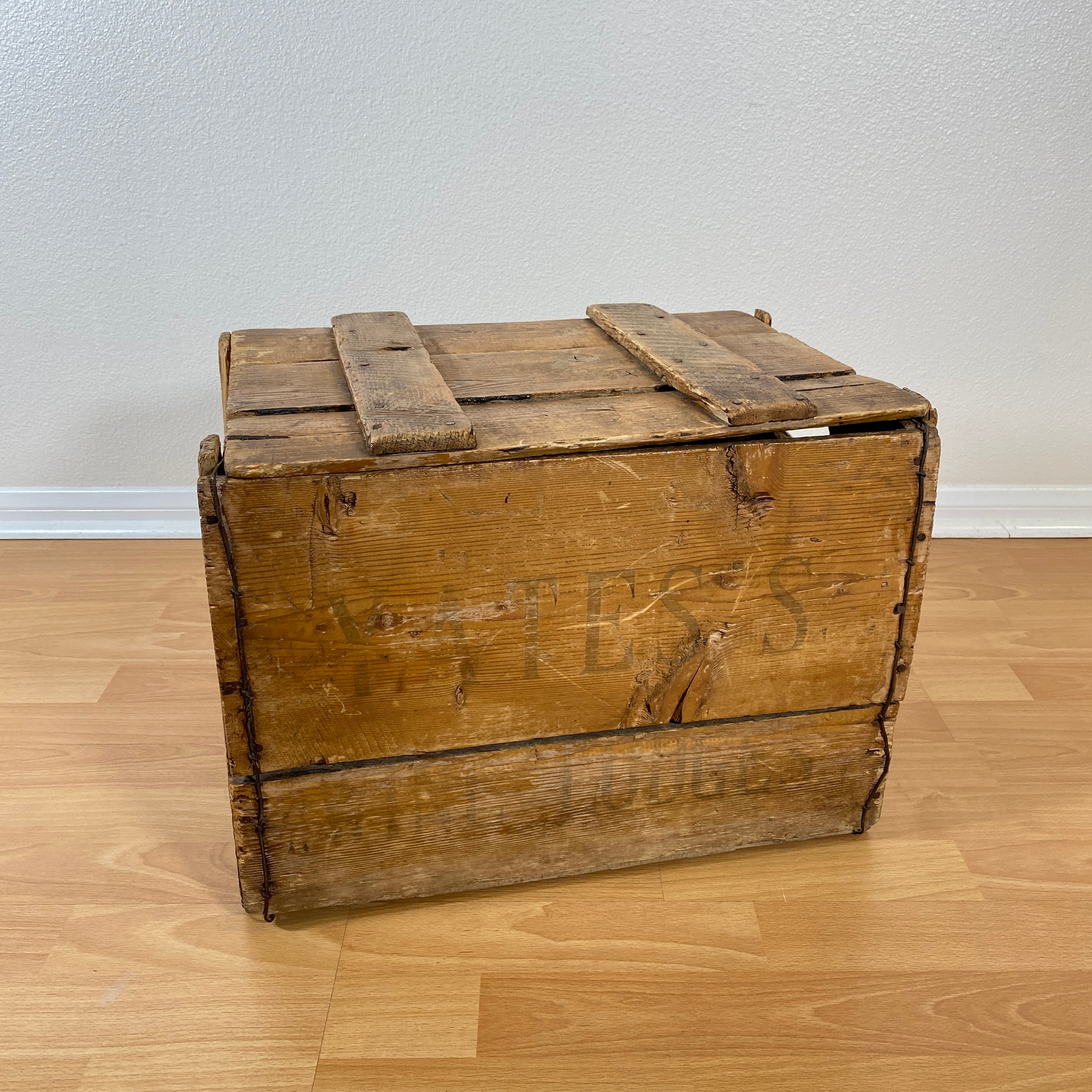 842【1950年代】 アメリカ ビンテージ 蓋付き 木箱 ウッドボックス