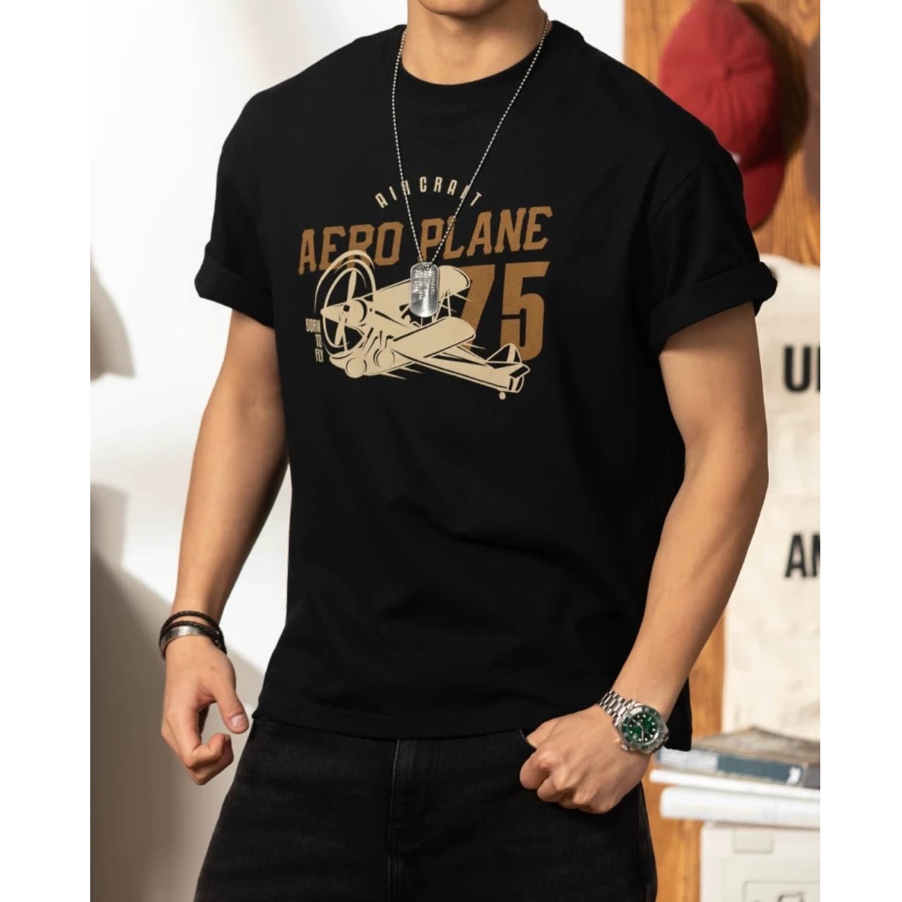 グラフィックプリント ボックスシルエット Tシャツ 00250