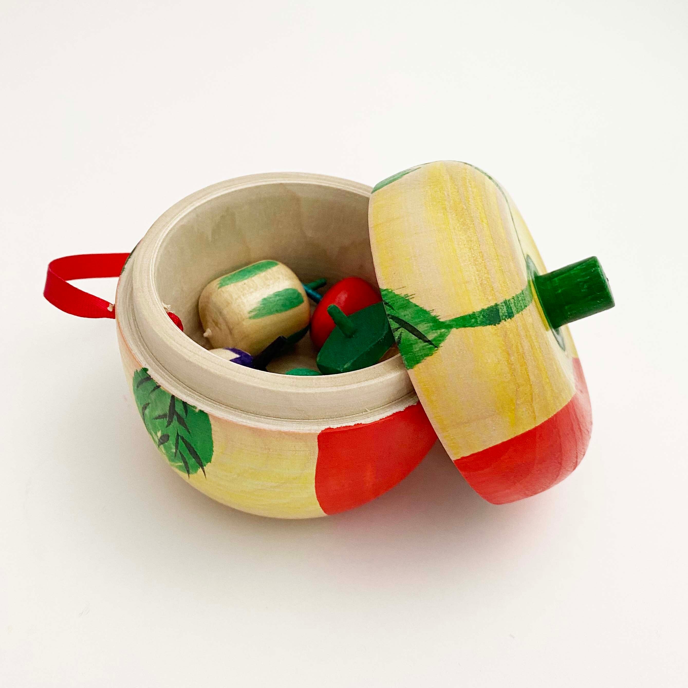 りんごのままごと独楽セット(遠刈田系/佐藤英裕工人作)