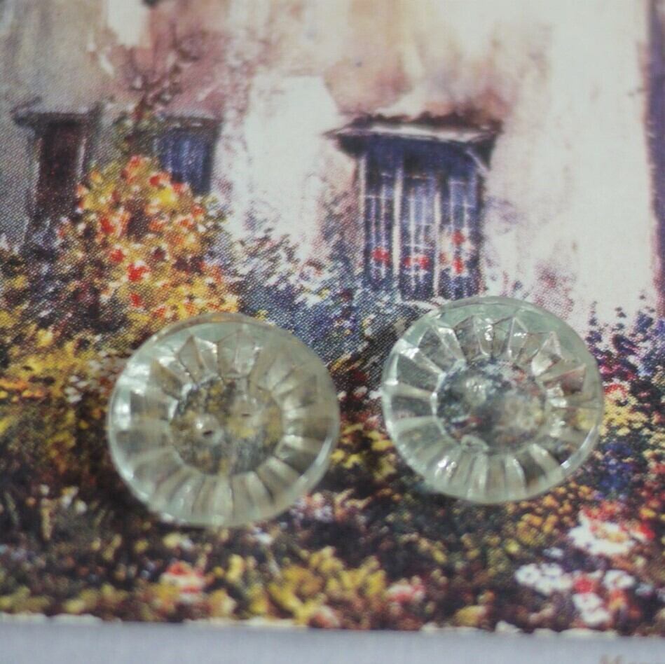 ヴィンテージガラスボタン2P クリア輪花e ドイツ