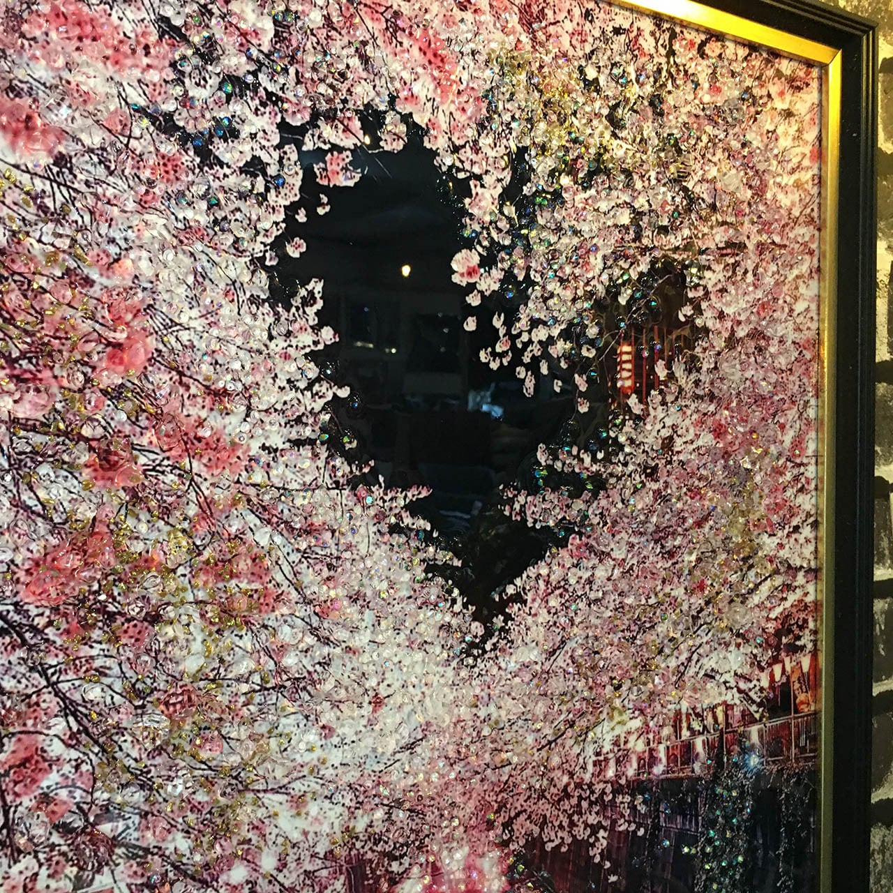 ラグジュアリーデザイン クリスタルアートパネル 桜 さくら 満開 夜桜
