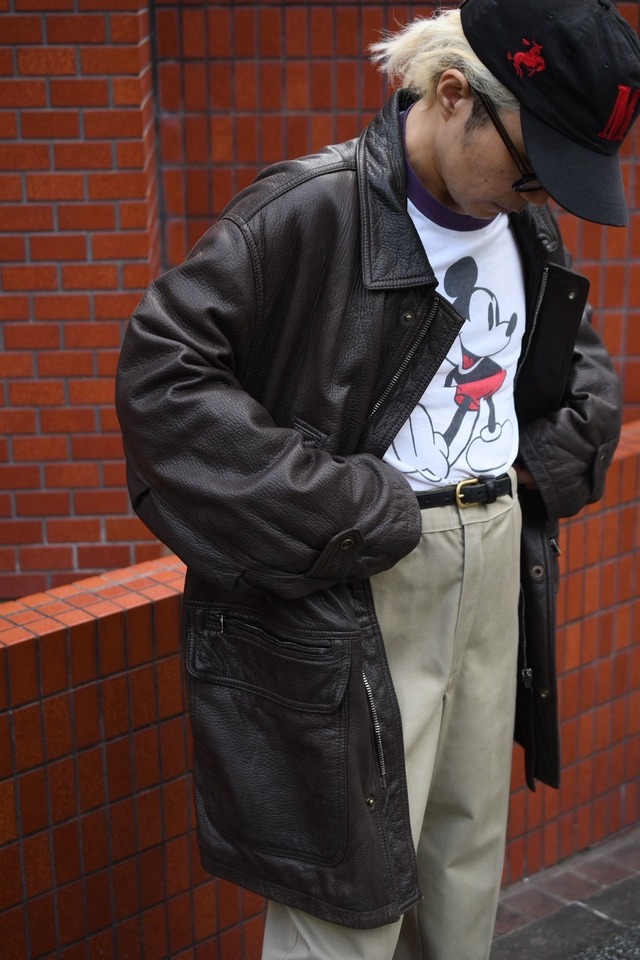OK／80-90's "Skipper's" lambs skin leather hunting coverall
