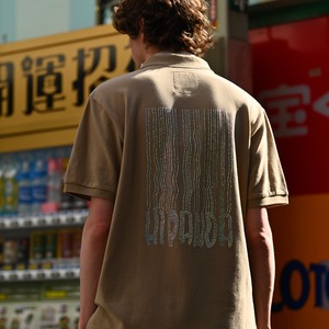 送料無料 【HIPANDA ハイパンダ】メンズ ラインストーン ポロシャツ MEN'S RHINESTONE POLO SHIRT / BEIGE