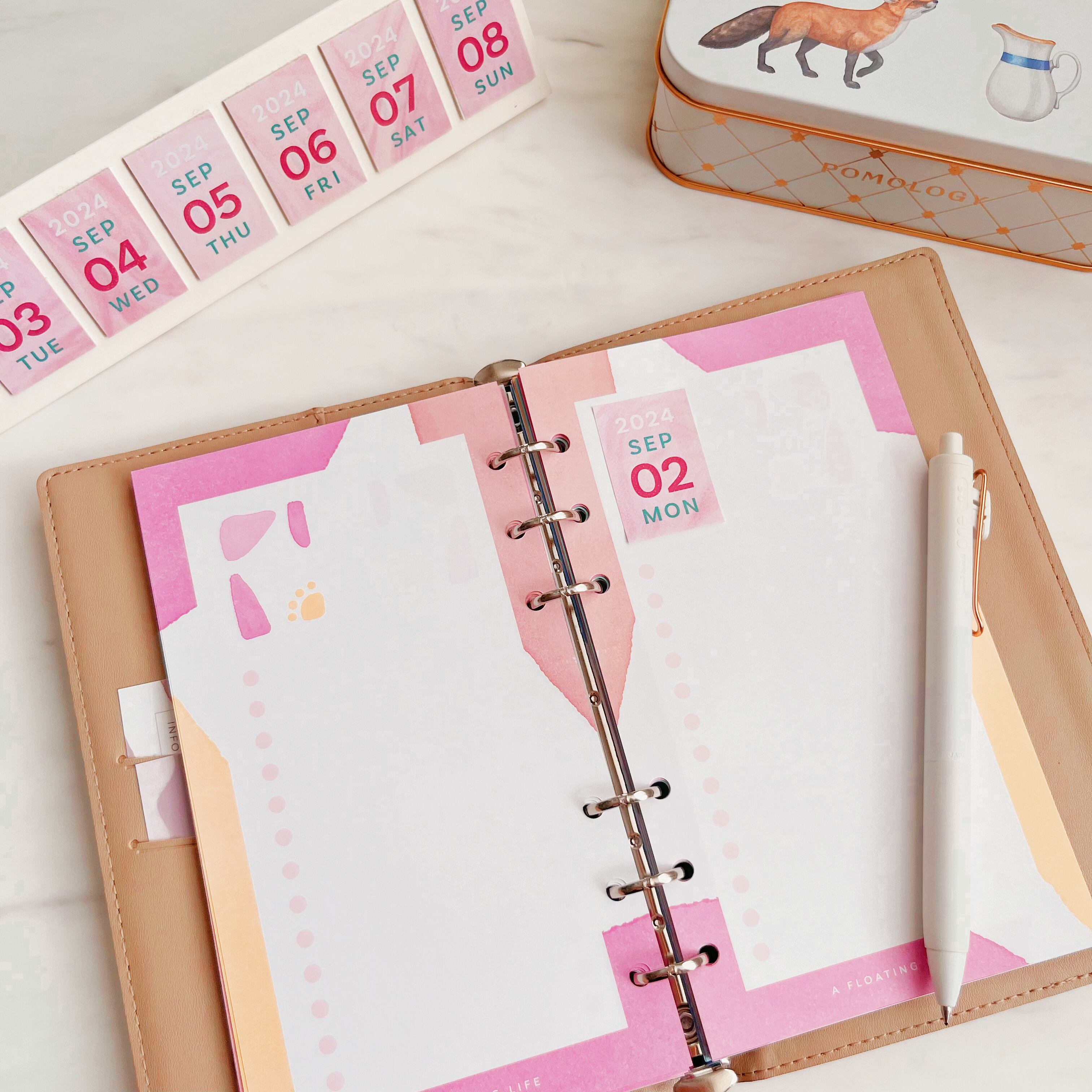 ねこカラーリフィル「足あとデイリーログ」バイブル / システム手帳