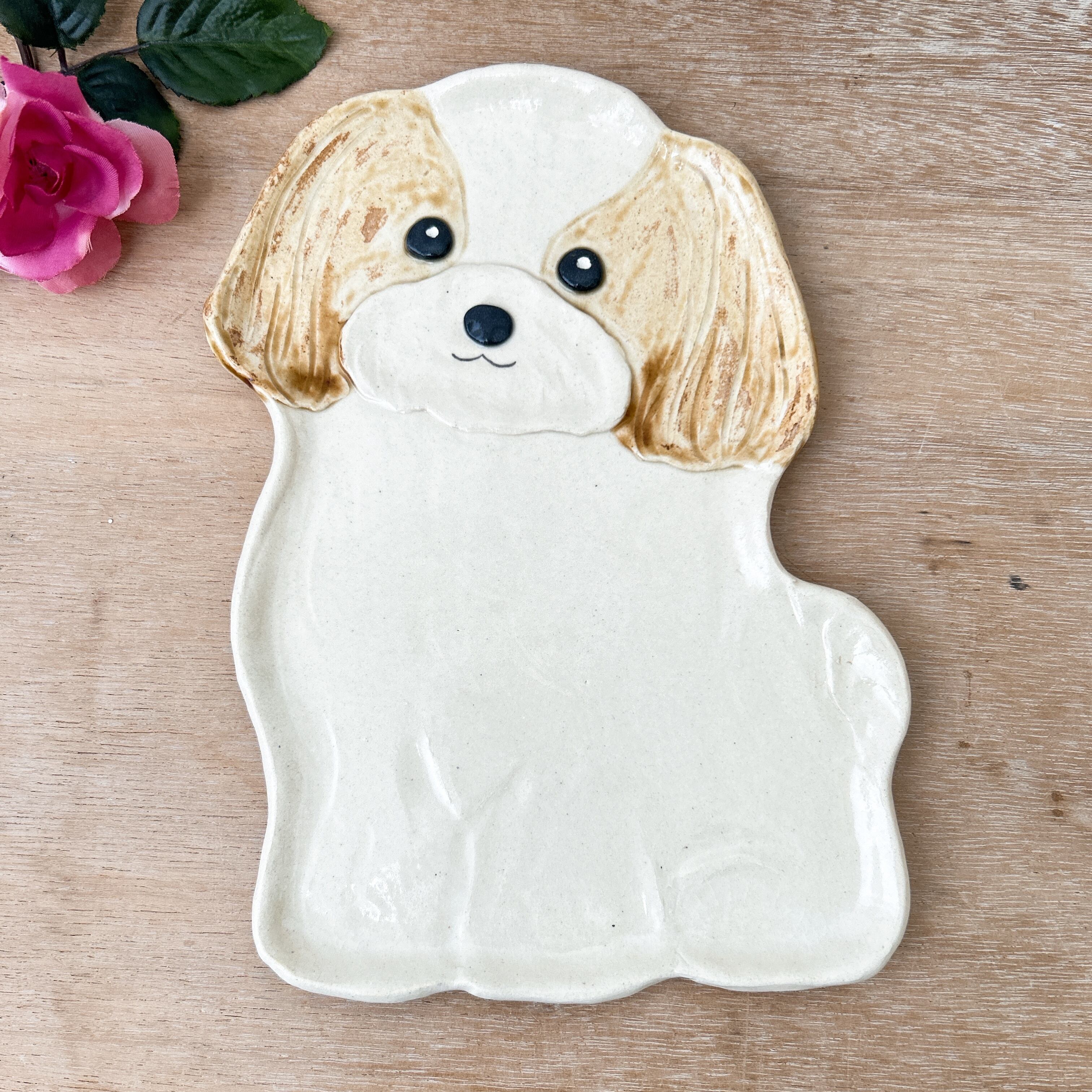 シーズーのパン皿(ホワイトゴールド)