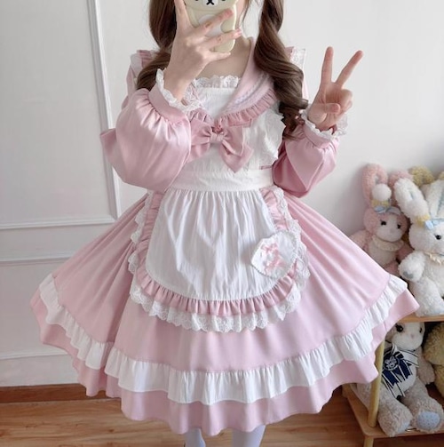 コスプレ♡全２カラー セーラー襟メイド服　wanpi54★
