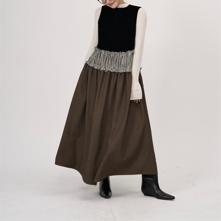 チェックコントラストノースリーブワンピース 232662