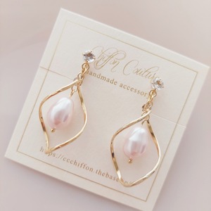 ☆【イヤリング】swing earrings◇rosaline pearl ◇