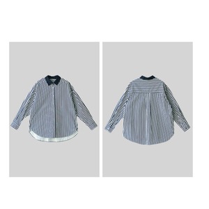 ストライプ柄オーバーサイズロングシャツ A00382