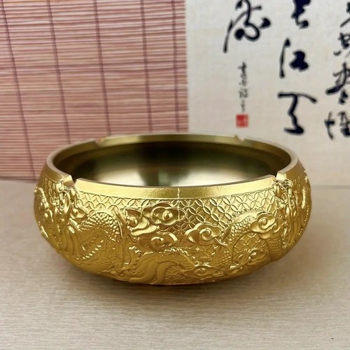 灰皿 フタ付 蓋付き 真鍮 おしゃれ レトロ 防煙 創造的 リビングルーム 中国風 かっこいい 個性的 ギフト