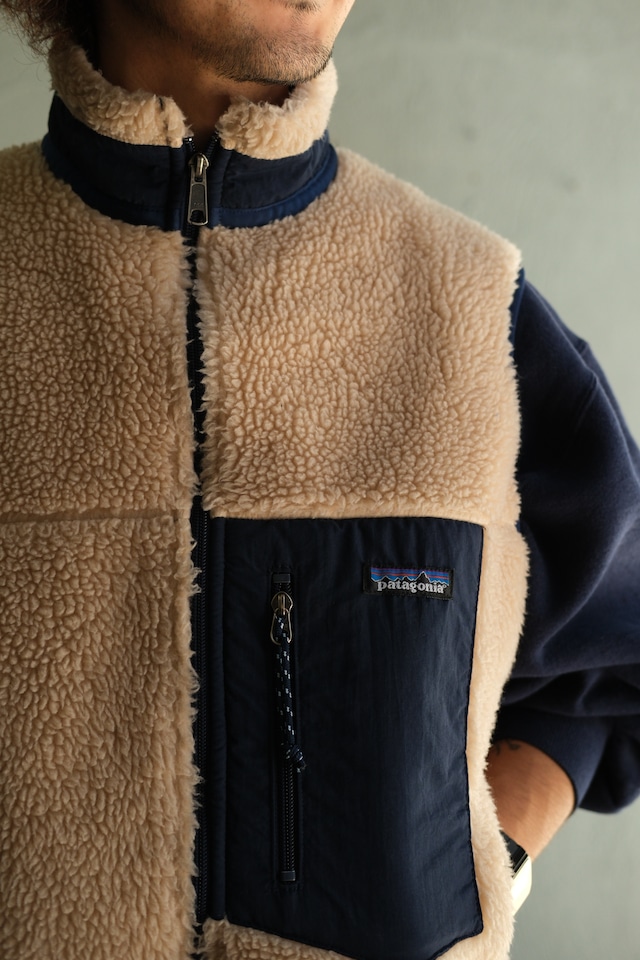 Utah/00's "patagonia" retro-X vest/made in usa/natural,navy
