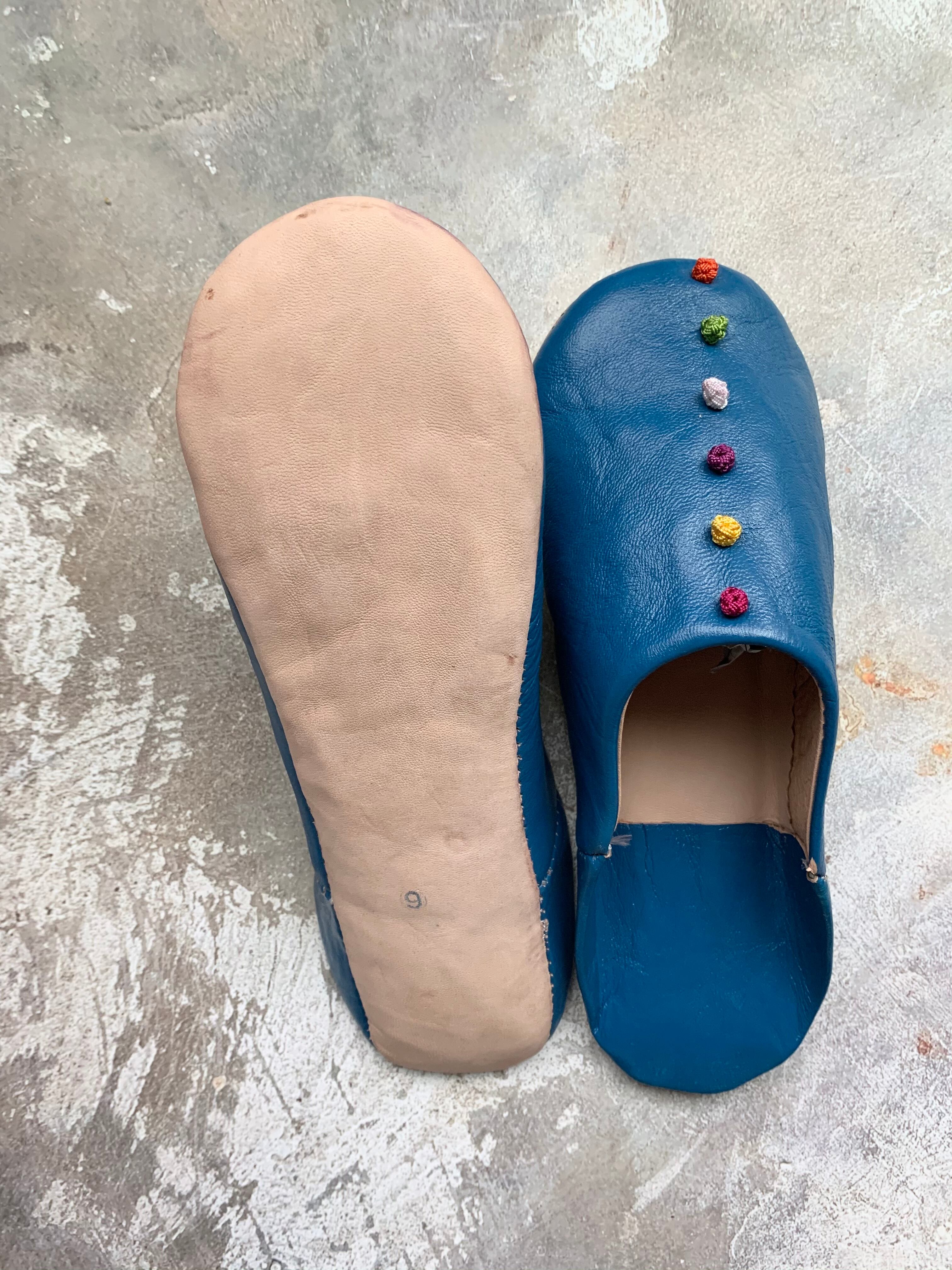 モロッコボタンバブーシュ(ブルー)