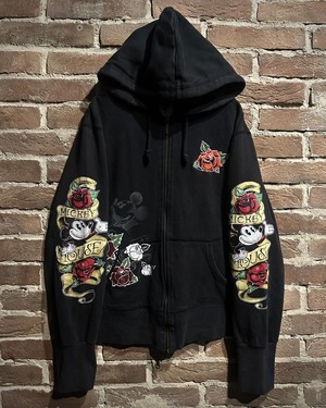 【Caka act3】"OLD Disney" Mickey Print Zip Up Hoodie