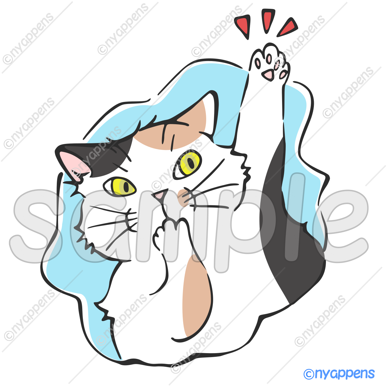 【商用利用OK】手書き猫イラスト<S4>お返事!