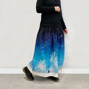 冬の星空・猫 ギャザースカート