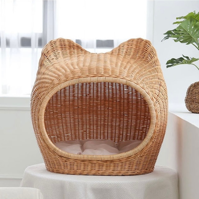 rattan pet house A / ラタン ペットハウス クッション付き キャットドッグ 猫 犬 韓国 インテリア 雑貨