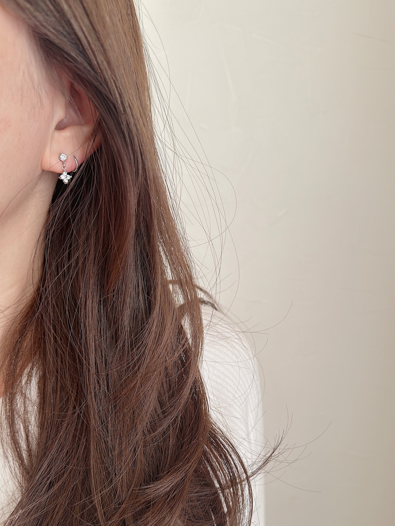 SS ジルコンフラワードロップピアス