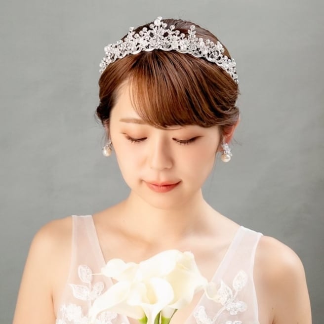 H-154 ウェディング アクセサリー【プリンセス クリスタル＆パール
