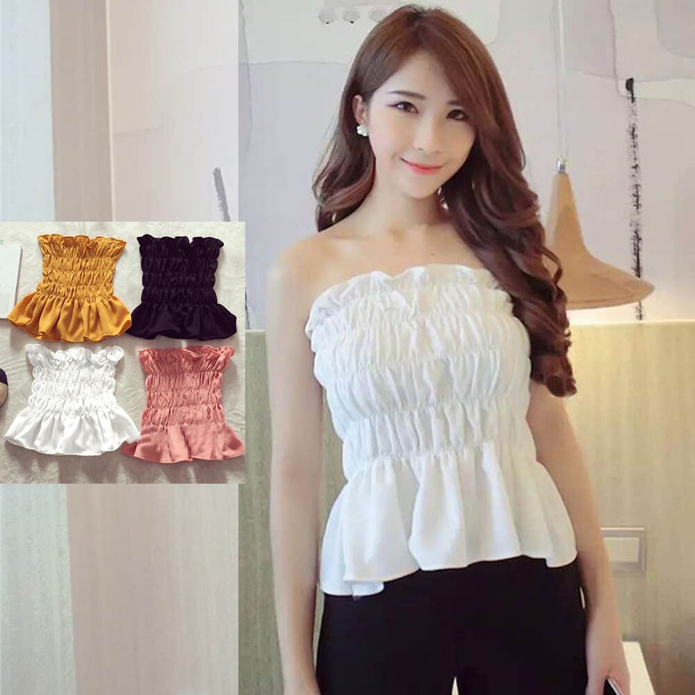 ベアトップ レディース チューブトップ 白 オフショルダー トップス 春夏