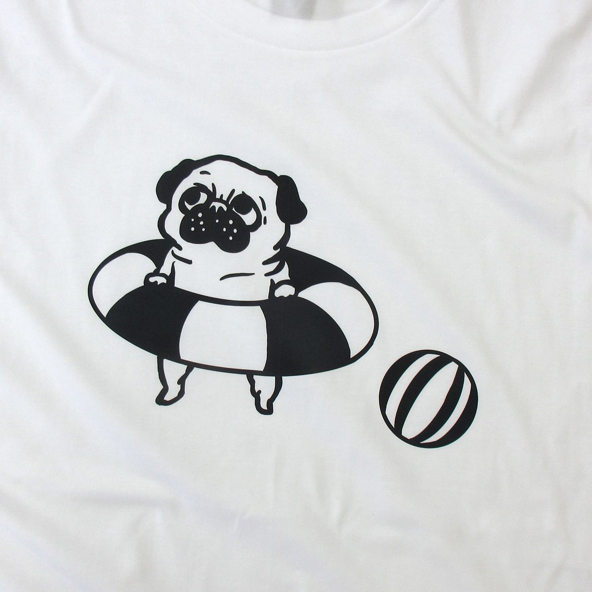 海水浴 パグ Tシャツ dog88 犬 浮き輪 夏 パグ好き 服 ゆるい イラスト