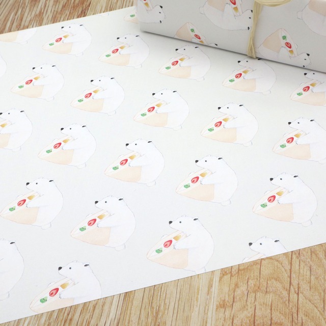 フルーツサンドとしろくまのラッピングペーパー