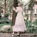 ワンピース マキシ丈 フリル レース 刺繍 Uネック 長袖 フリル袖 レトロ 清楚 女の子 ロリータ 森ガール かわいい ガーリー カジュアル ベージュ 秋 春夏 レディース　BADA0205