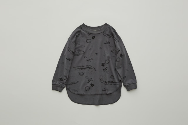 【23AW】eLfinFolk(エルフィンフォルク)Aurora tarina printed L/S Tee charcoal（80/90/100/110/120/130)長袖Tシャツ