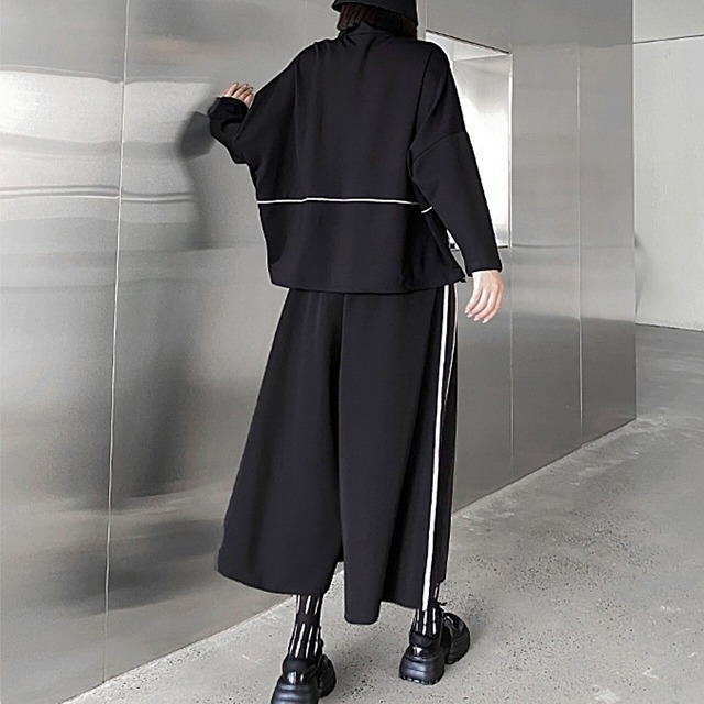 Piping line wide pants C0181