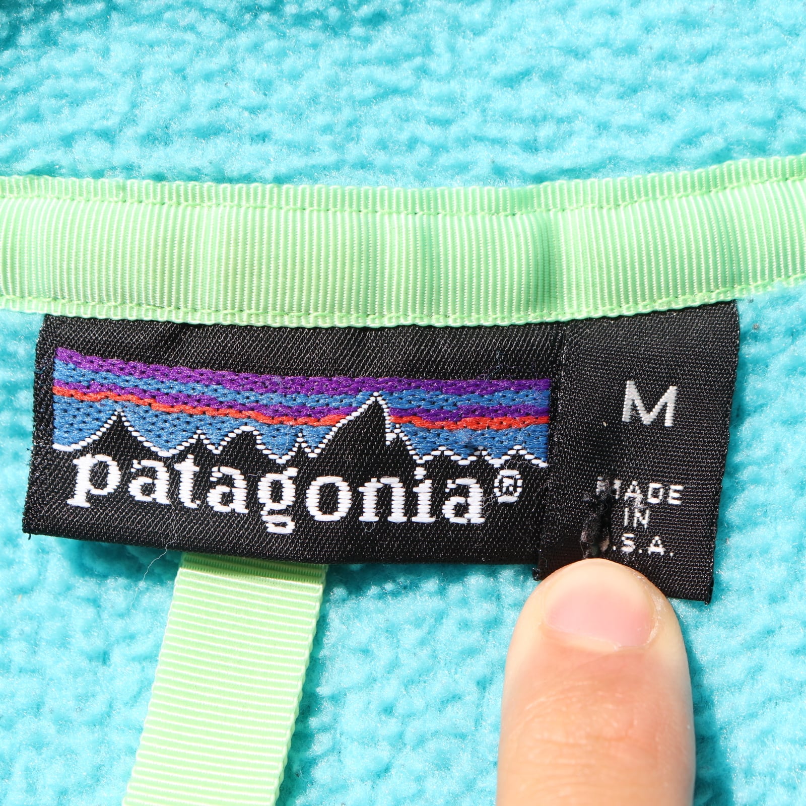 美品 M USA 91年 スナップT Patagonia パタゴニア フリース アクア