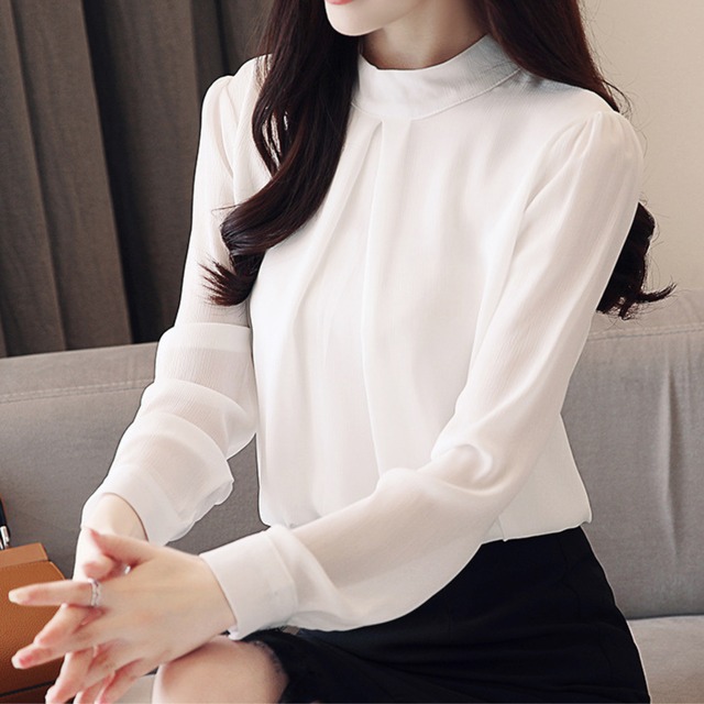 Stand collar elegant chest slit shirt ( 2color )