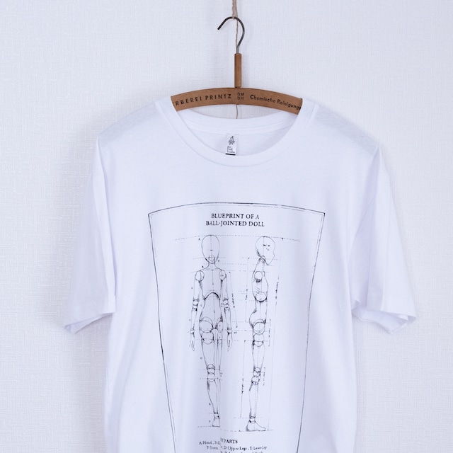Tシャツ: Blueprint of a ball-jointed doll 白