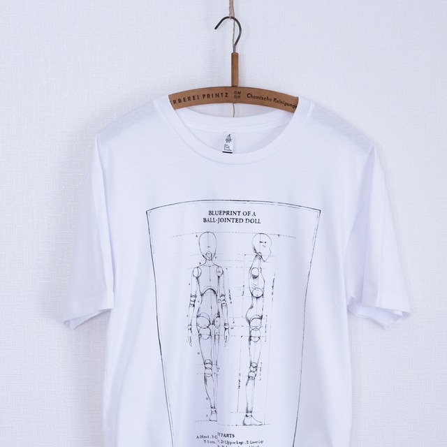 Tシャツ: 「Blueprint of a ball-jointed doll」白