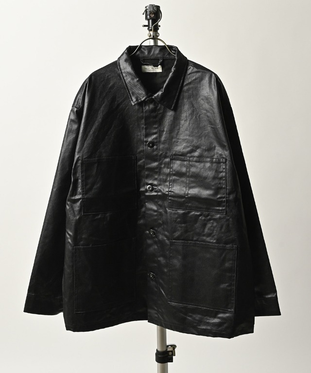 many men many mind Denim flocked, PU-coated coveralls (BLK) M2523021