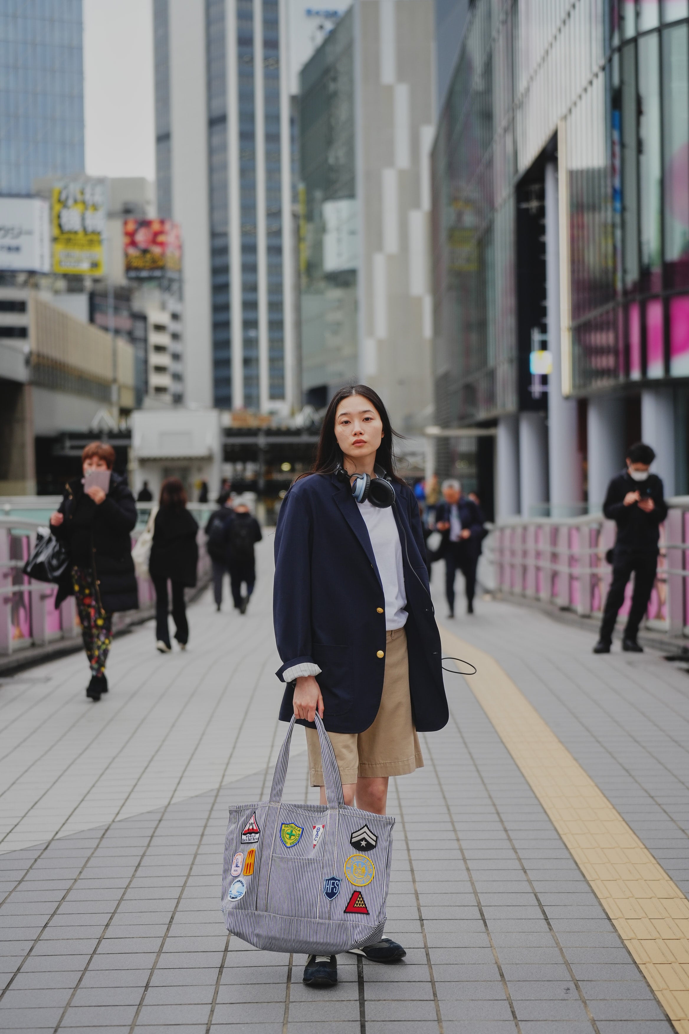 PATCH TOTE BAG -HICKORY STRIPE- | HACHI.THE SHIBUTORA FACTORY