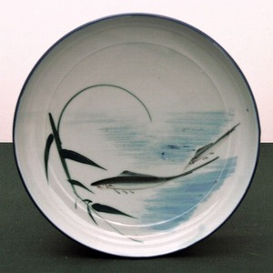 魚・笹・絵皿・No.161205-32・梱包サイズ60