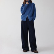 ダブルジッパーリブハイネックニットカーディガン H0050