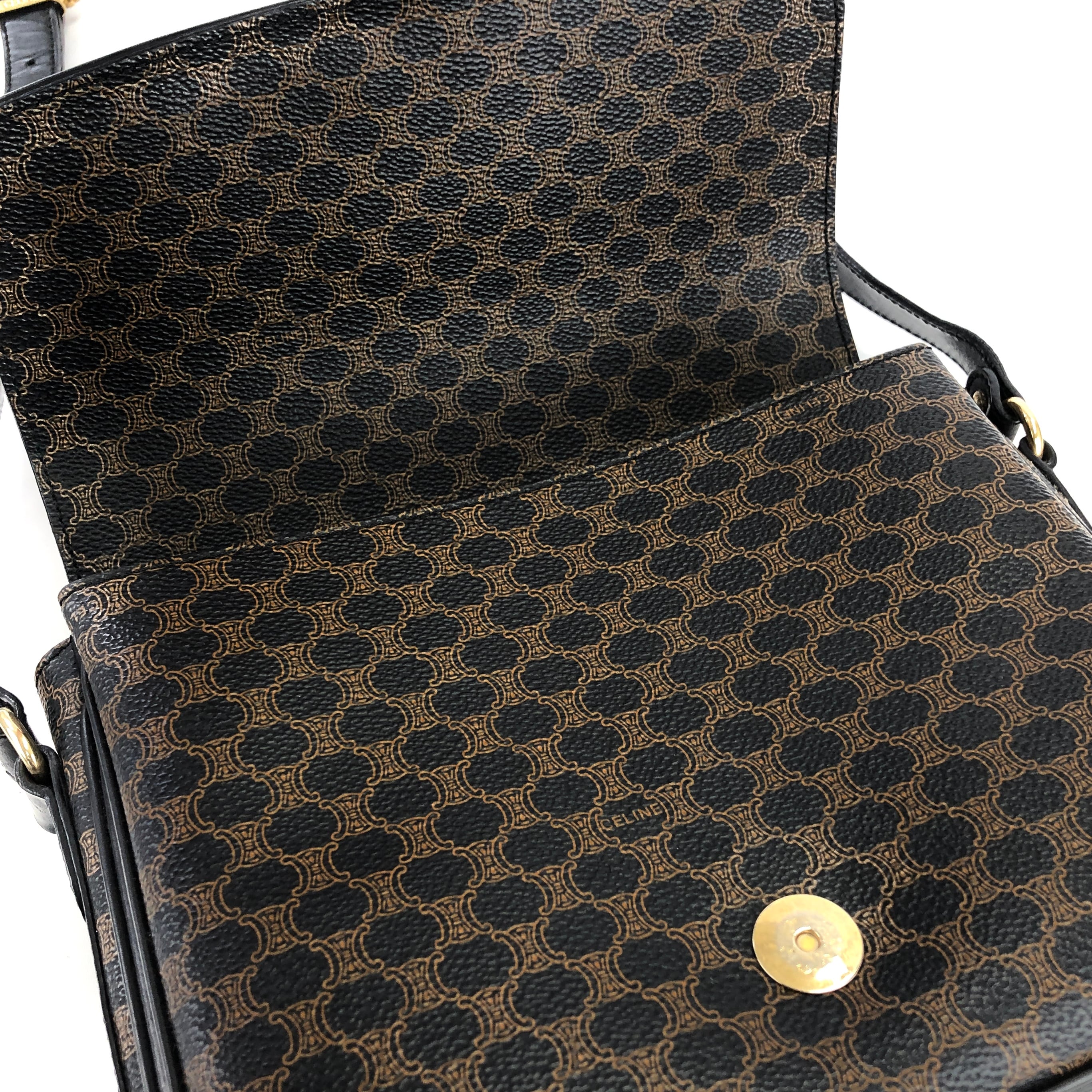 CELINE セリーヌ マカダム フロントベルト PVC×レザー ショルダー