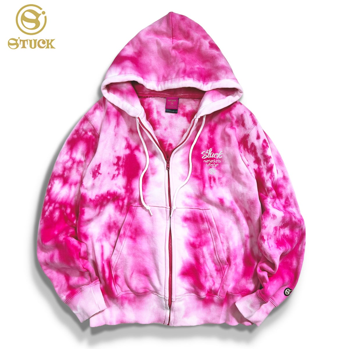 Sサイズ ブリーチジップパーカー05 バックプリントありorなし 1点物 現物商品 唯一無二 メンズ レディース パイル裏地 10.0オンス