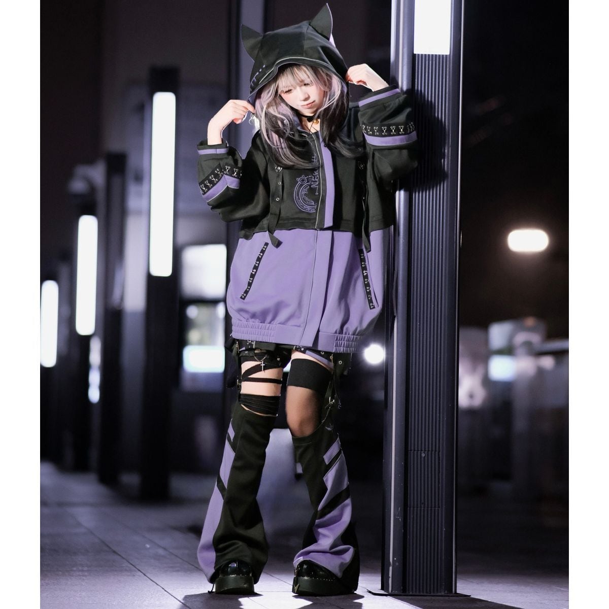 電脳少女サイバーパンク猫耳サイバージャージセット：フルセット