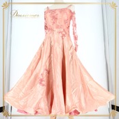 社交ダンス 衣装 スタンダード ドレス ワンピース パーティドレス ロングドレス イブニングドレス ピンク系 Bicici レース フェミニン かわいい ビーズ スパンコール 刺繍 二重スカート 洗練 おしゃれ 結婚式 フォーマル 体型カバー 女性用 流行り 高級感 大人 可愛い デザイン