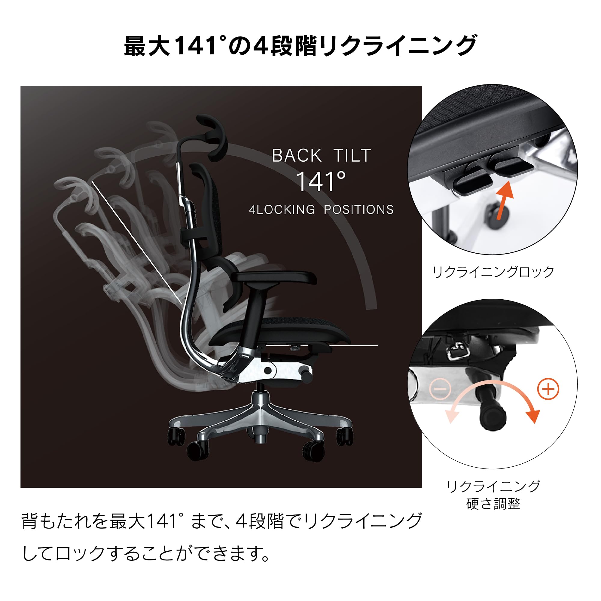 エルゴヒューマン2(Ergohuman2) オフィスチェア ヘッドレスト付き 昇降