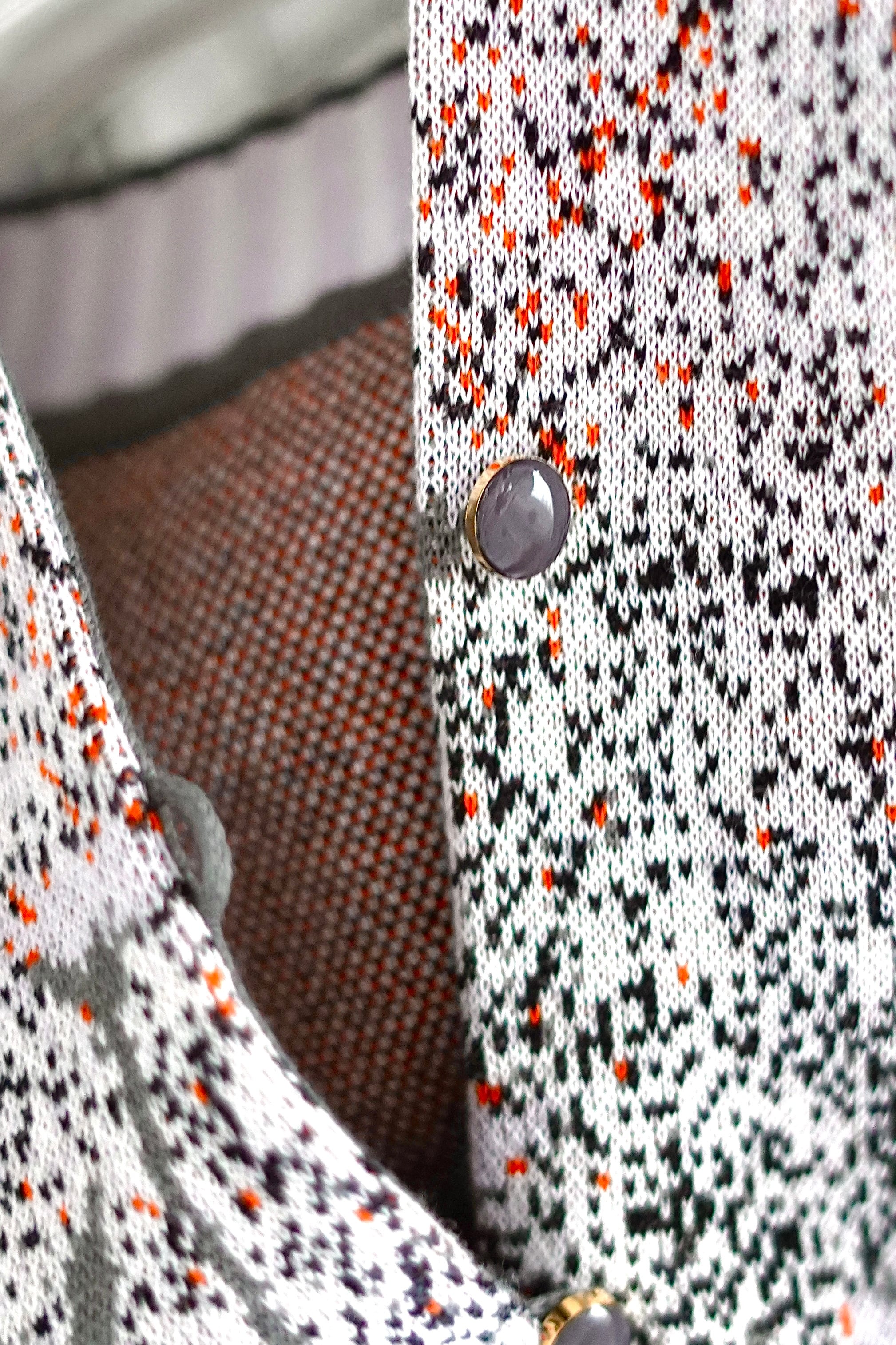 Mame Kurogouchi / Floral Jacquard Graphic Knit Cardigan ( GREEN