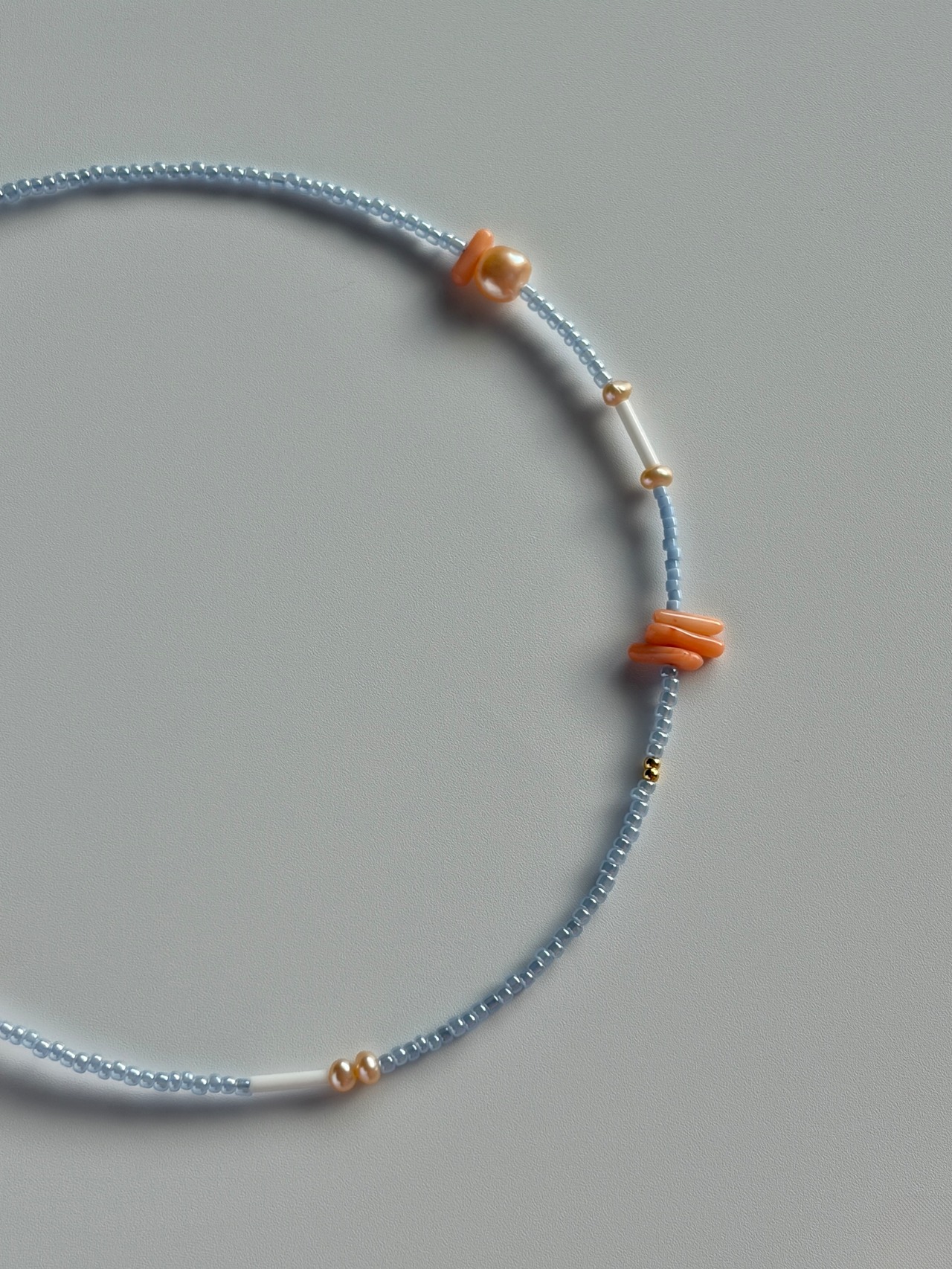 Coral Blue Beads Necklace［BZN42］