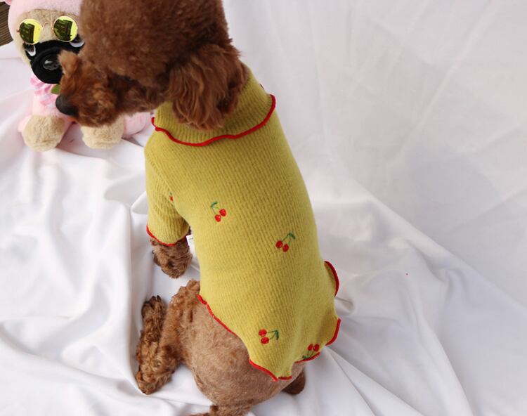 チェリーハイネックニット S ~ XL 3color / 犬服 秋冬 新作 シンプル 可愛い 犬の服 お揃い ドッグウェア 猫 小型犬 ワンコ服 top100