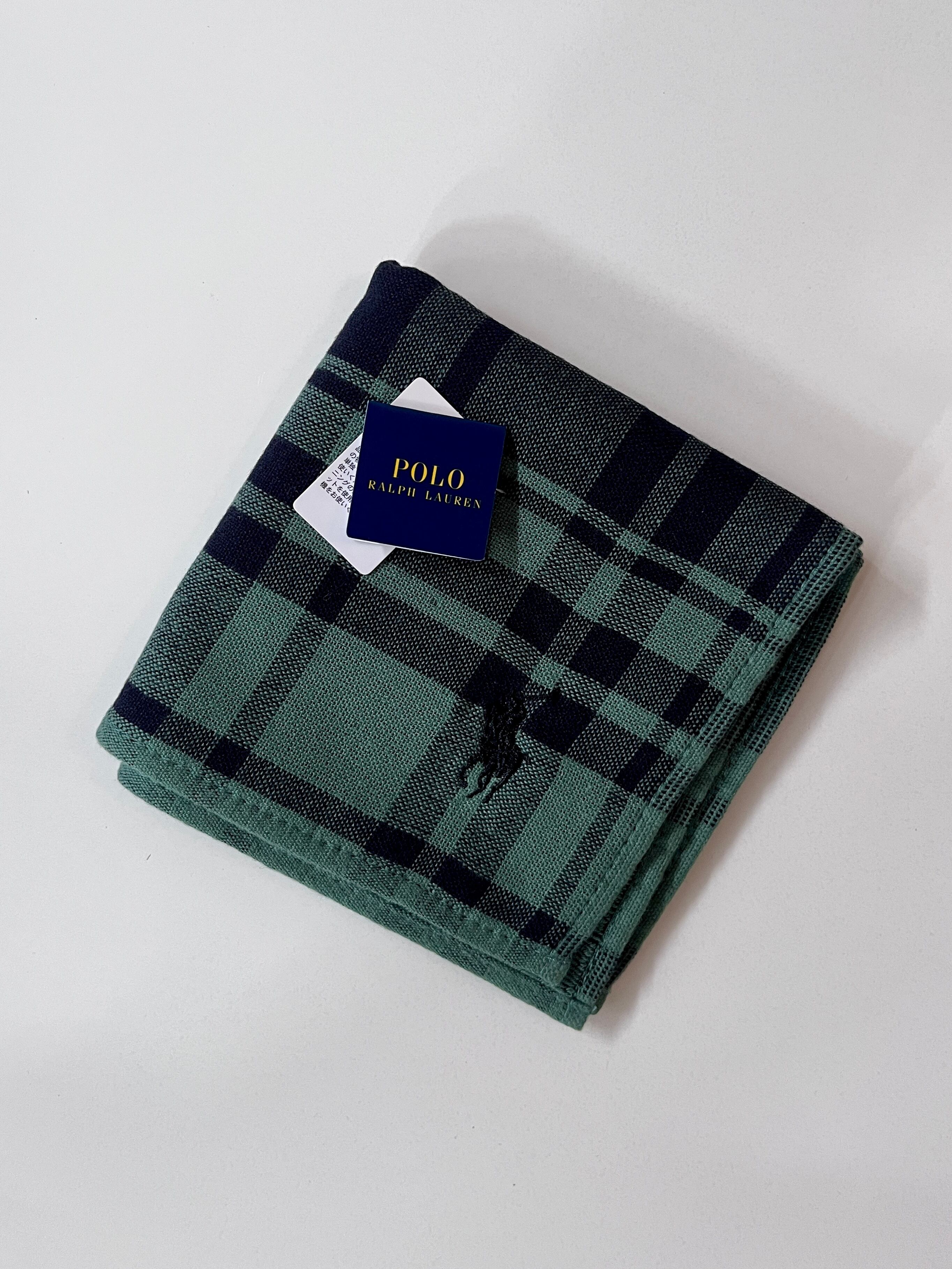 ポロラルフローレン POLO RALPH LAUREN タオルハンカチ ブラックウォッチ チェック|ネイビー×グリーン|25 x 25 | 新品未使用