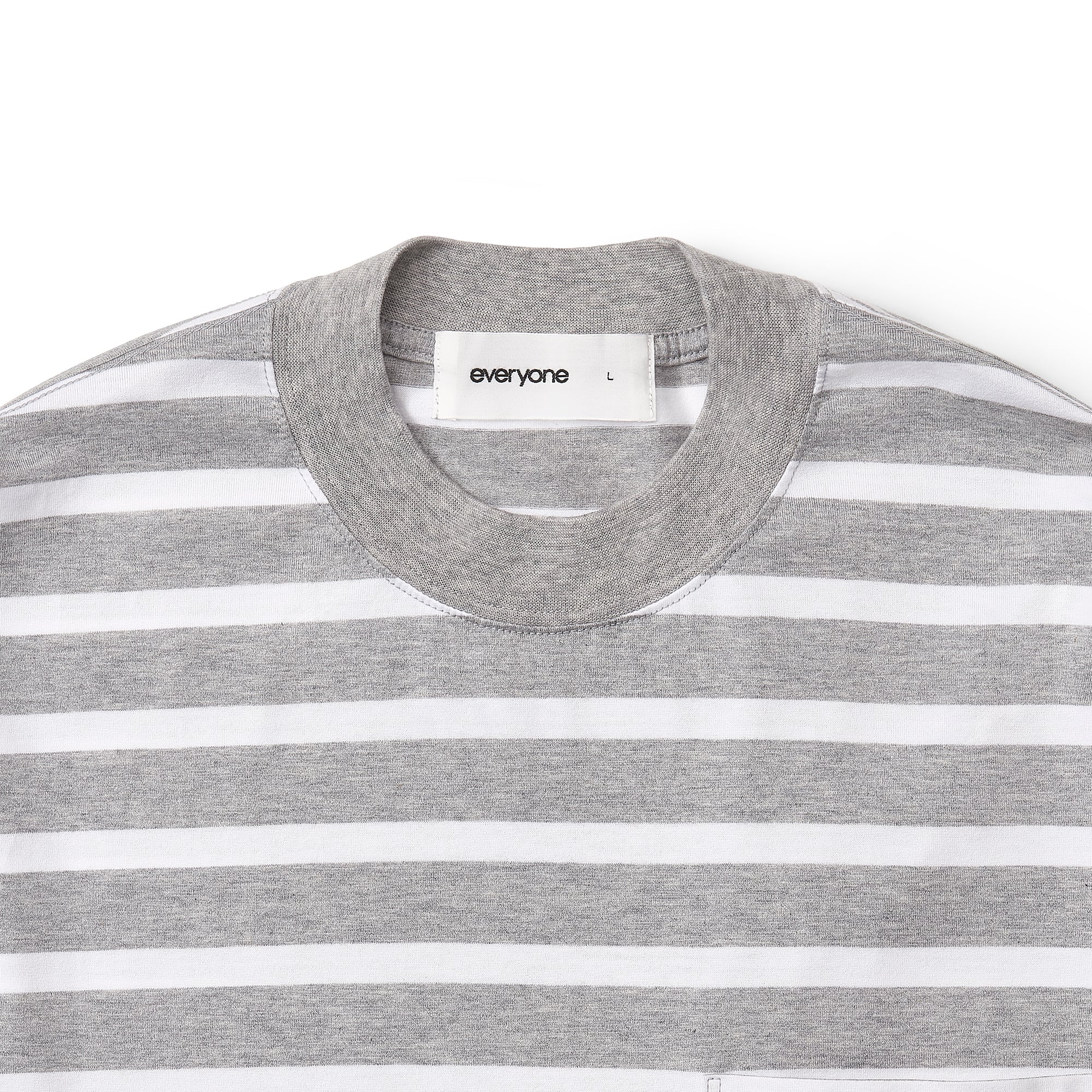 everyone high-gauge cotton border long sleeve tee shirt (GRAY×WHT